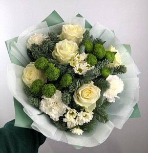 Букет 431 из гвоздик, роз, хризантем