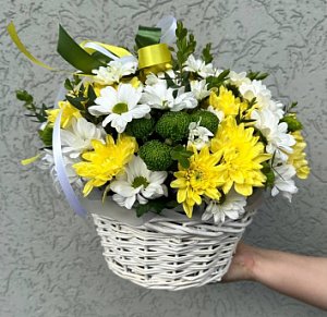Цветы в корзине 020 из хризантем