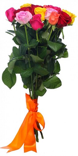 Букет 065 - из 15 разноцветных роз Составлен из: Розы российские Розы российские в интернет-магазине «Букет Юг»